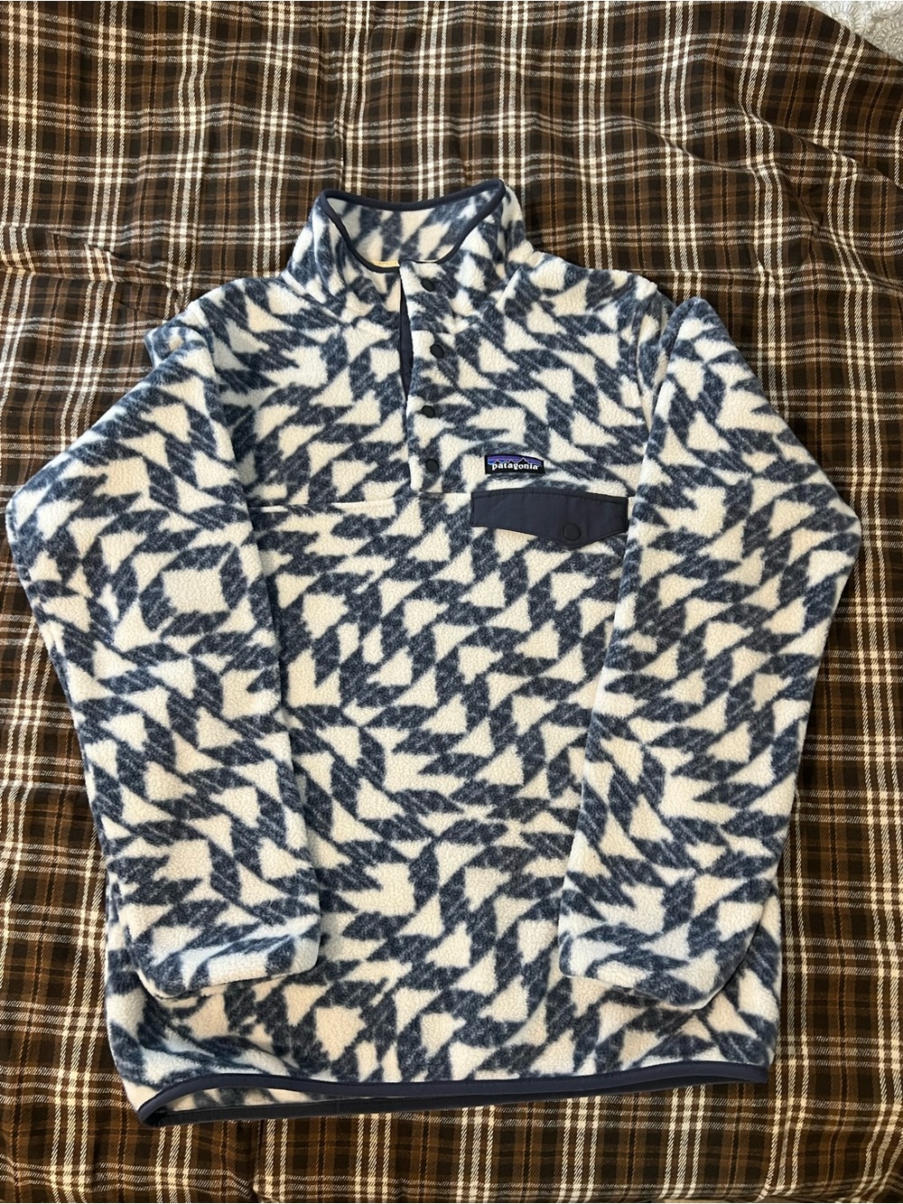 Patagonia Synchilla Snap-t Men Synched Flight Patterned Fleece Pullover Small